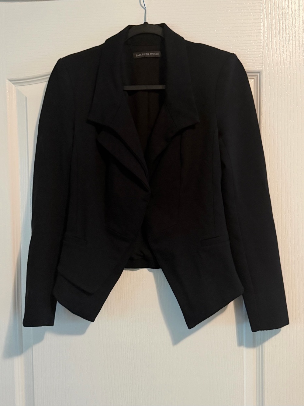 Saks Fifth Avenue Black Cropped Draped Blazer